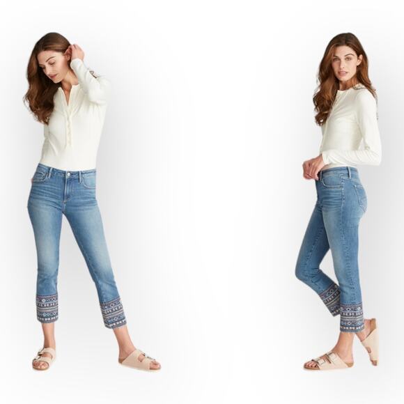 Driftwood Colette Straight Crop with Aztec Embroidered Cuff Med Wash 30 x 26 - Picture 1 of 16